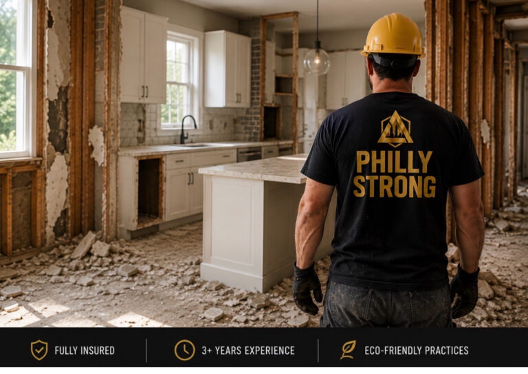 Philly Strong worker performing interior demolition in philadelphia.
